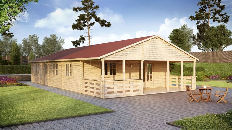 Log cabin, garden room, timber structure, holiday home Alicante 8m x 14.5