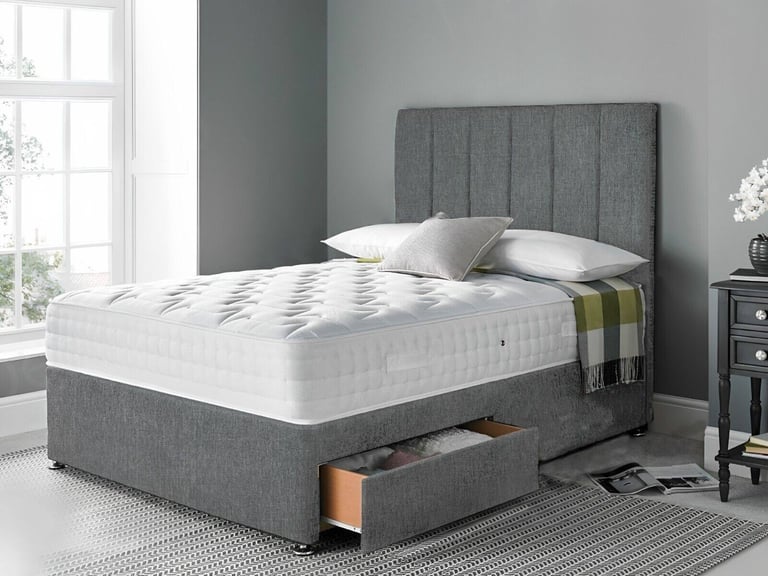 image for Divan 4ft6 Double bed base + Chesterfield Headboard -- Awesome Design -- Awesome Design -- COD