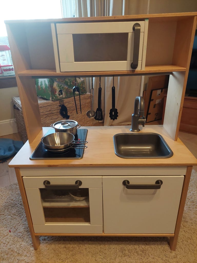 Kids ikea play kitchen and lots of food and shop items