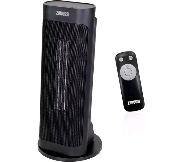 Zanussi 2000W/2KW Electric Heater Black, Freestanding Oscillating Cera