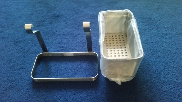 image for Ikea KUNGSFORS Stainless Steel Hanging Kitchen Storage Basket With Hooks