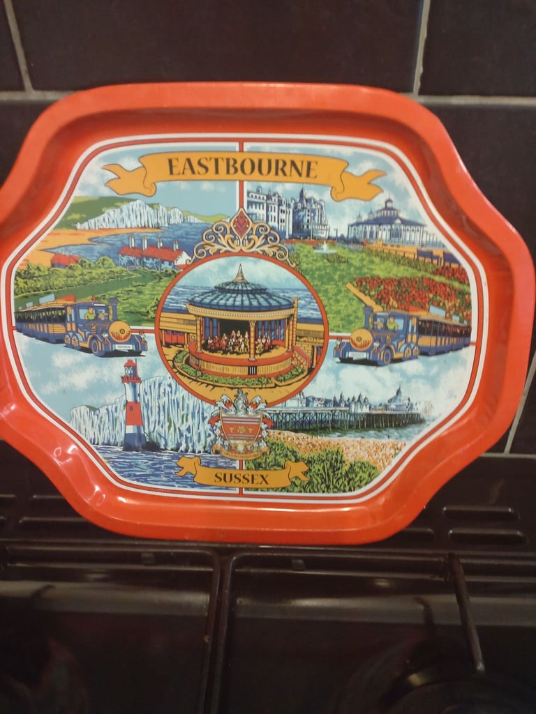 Metal tray  with  eastby Sussex on it  pick up only 