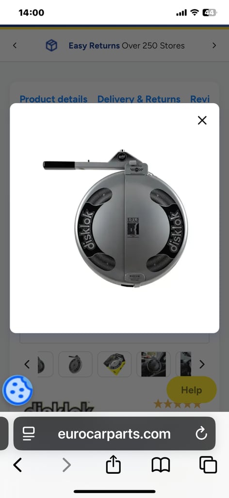 Disklok car steering wheel lock. Small, 35-38.9cm