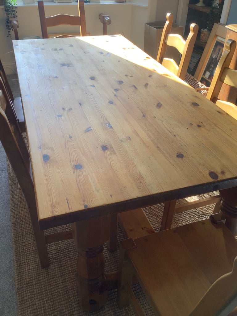 Farmhouse Table and Six Chairs.