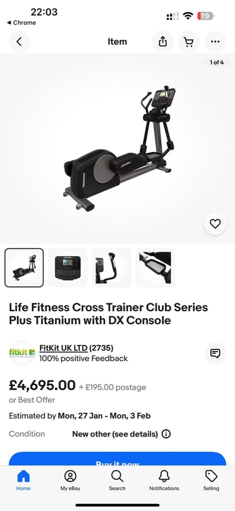 image for Life fitness Club series Titanium Cross Trainer with DX console 