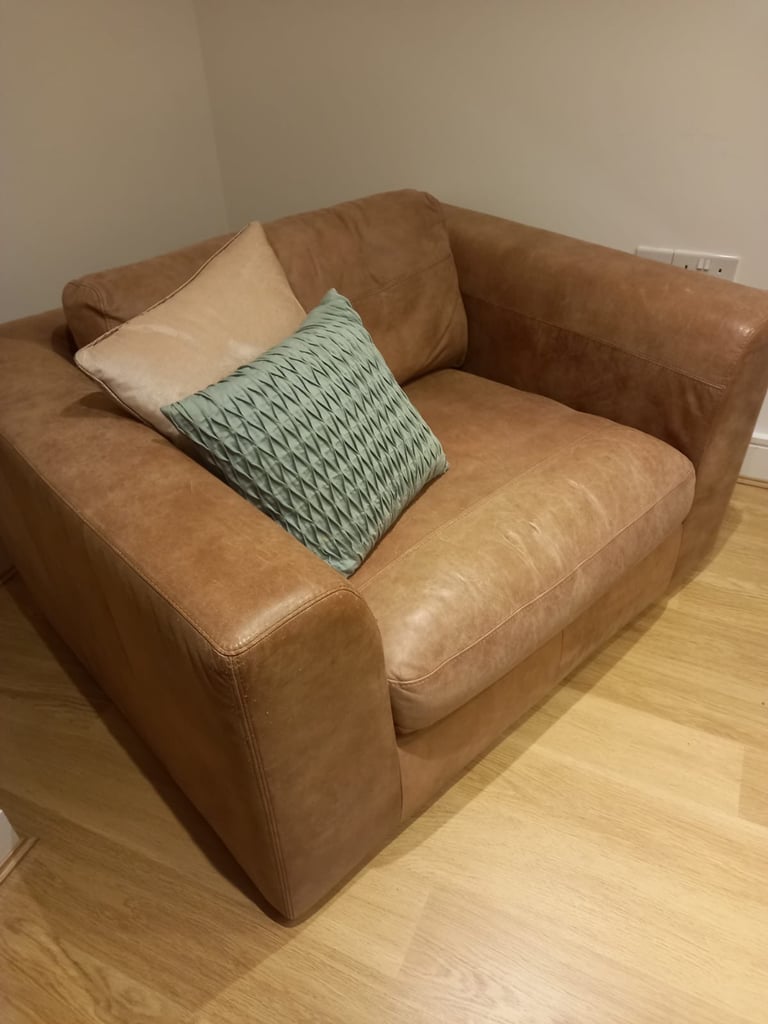 image for Real leather, John Lewis Love Seat