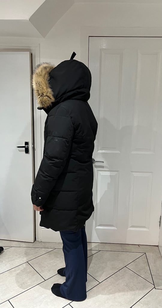 Zara black thick waterproof parka coat