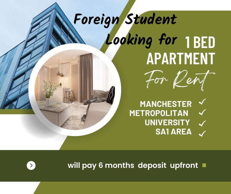 Looking for a 1 bedroom apartment, Manchester metropolitan University area