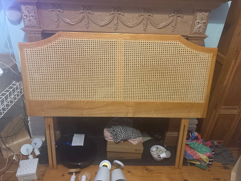 image for Rattan double bed head 