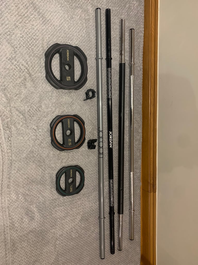 Jordan Fitness 1 inch Weight plates with Bar and Collars included