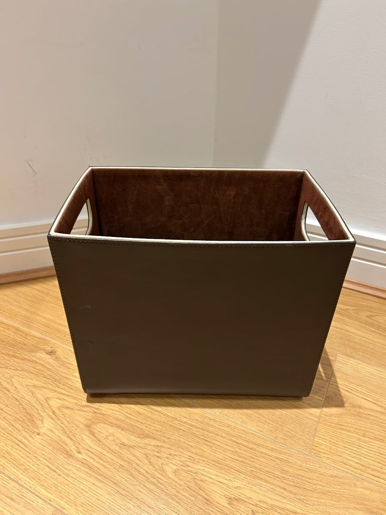 image for Faux brown leather storage box