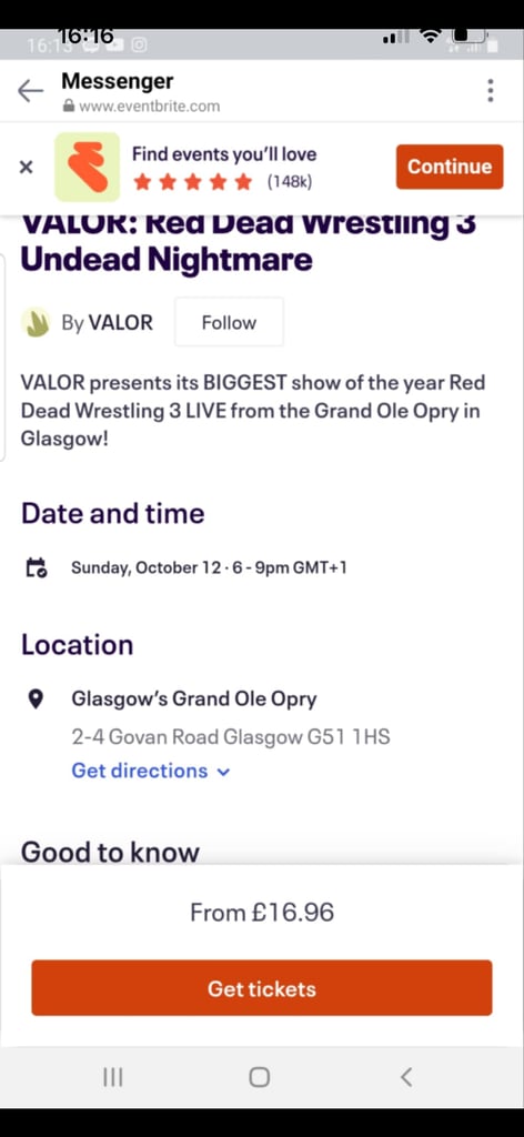 image for Free valor red or dead wrestling tickets 12 October