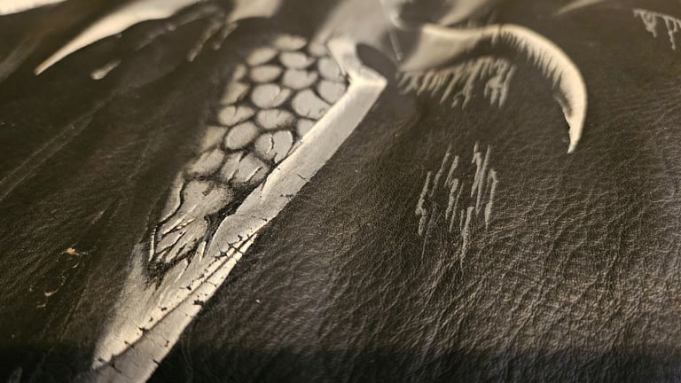 1980's WOLF LEATHERS Cafe RacerJacket painted motorbike jacket - Hand Painted Queensryche - 44'