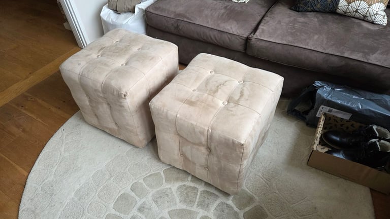 Footstool Pouffe Luxury Suede - Pair