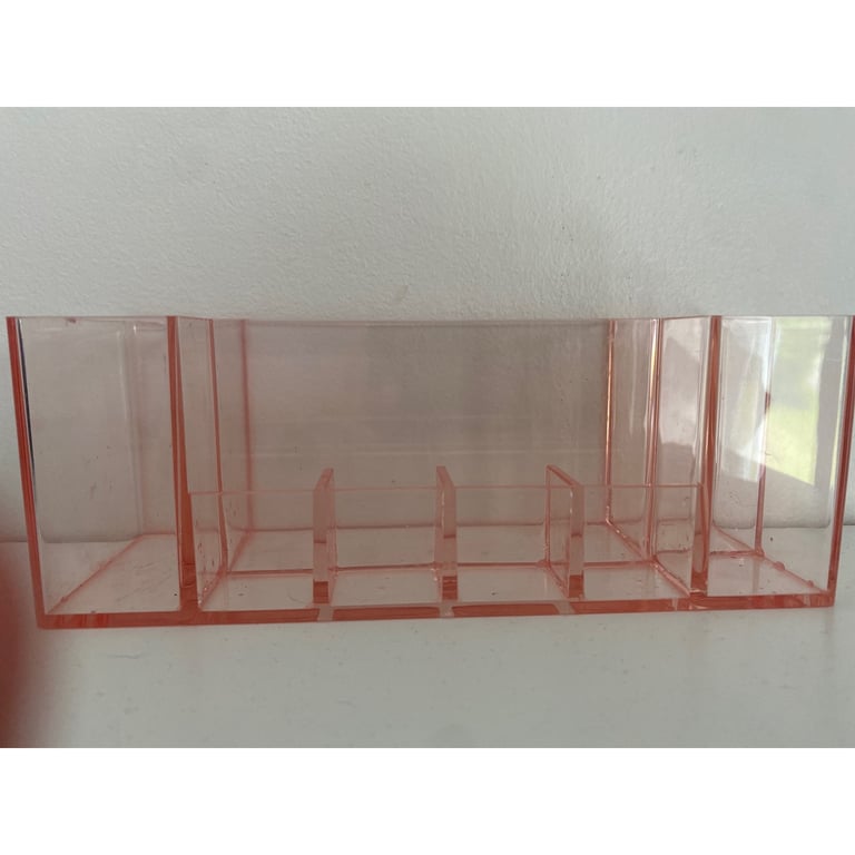 Clear baby pink desk/makeup organiser barely used