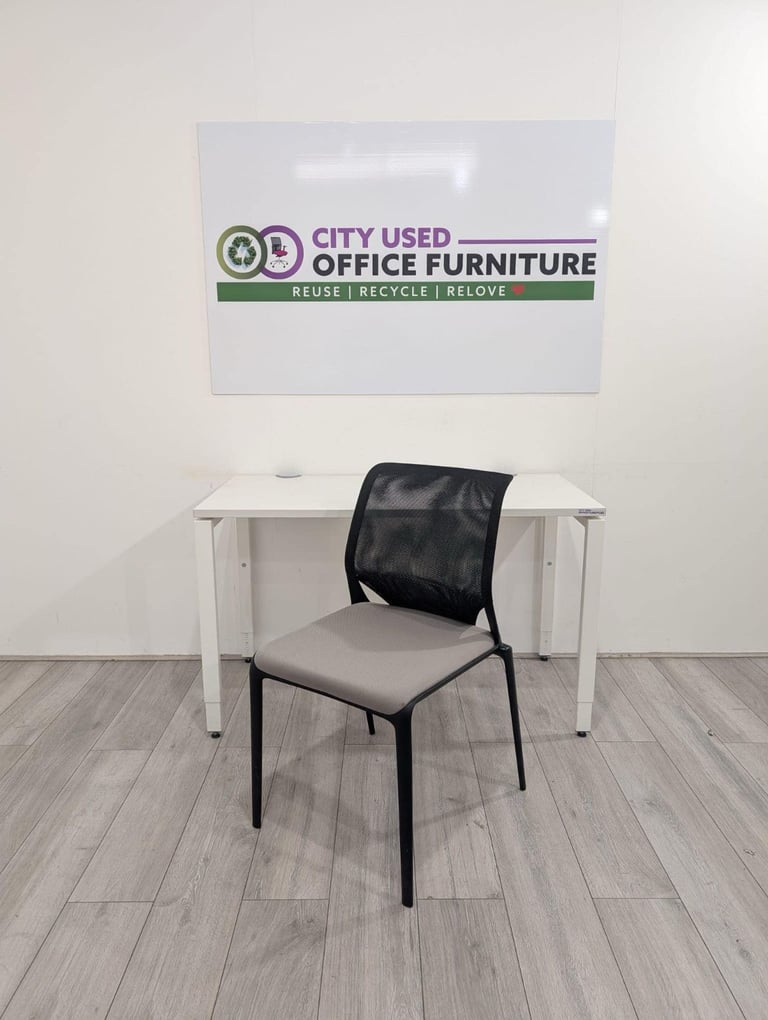 Haworth Height Adjustable Desk, White Top & Frame, W1200mm with Office Chair Delivery Nationwide