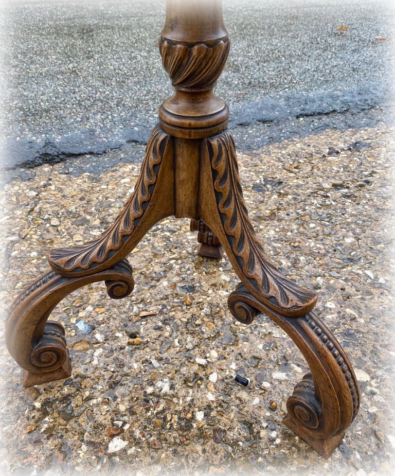 Victorian Carved Walnut Wine Table 
