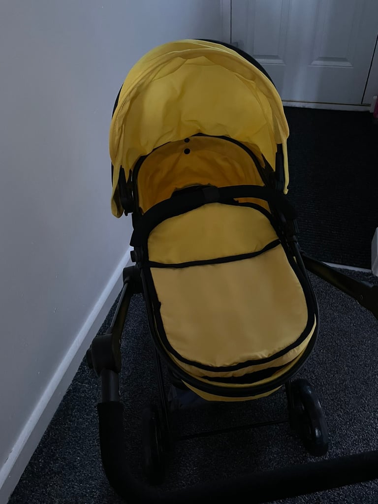 Toy pushchair yellow & black