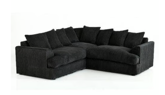 Brand New - Liverpool Jumbo Cord Corner Sofa (5 seater corner) - Black- SAME/NEXT DAY DELIVERY
