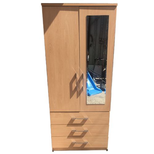 2 Door 3 Drawer Mirror Wardrobe - Oak
