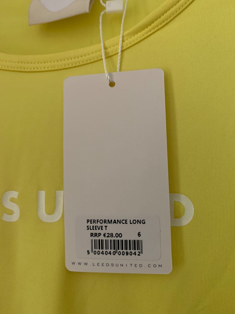 New Ladies Size 6 Leeds United Yellow Performance Training Top IP1