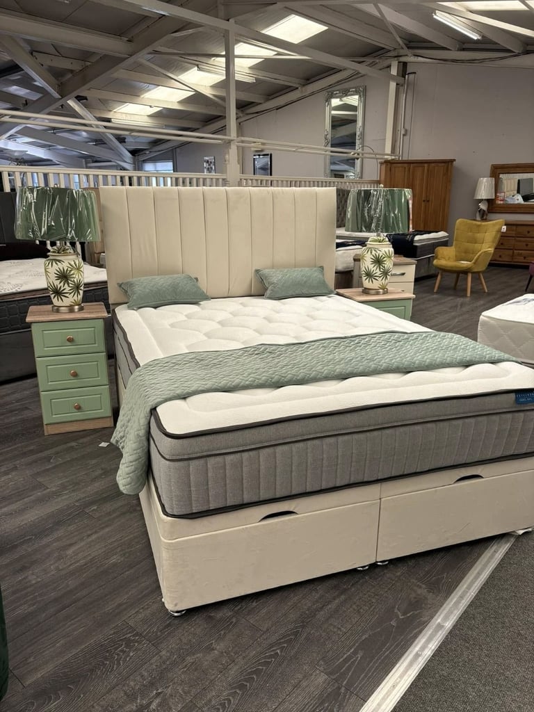 Modern DIVAN 4FT6 Double Bed Base With Mattress & Storage Drawers >> 20% Off >> Today Delivery>>