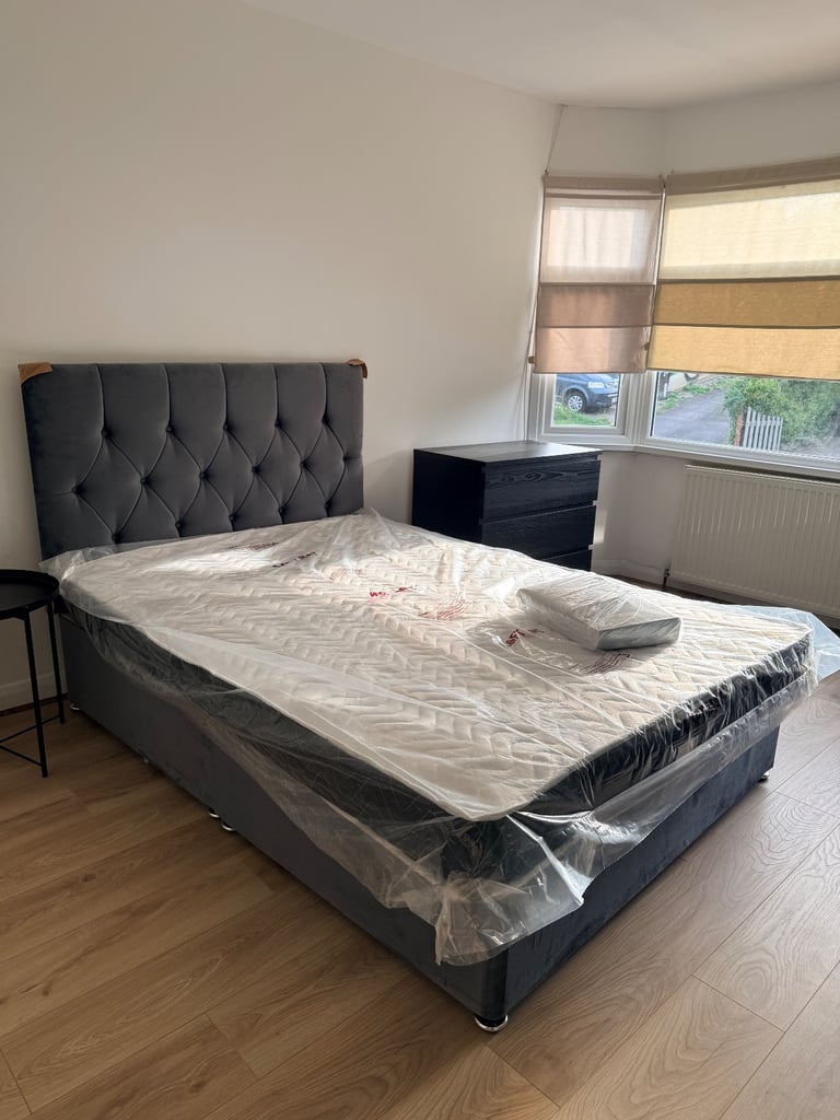 Grey double bed