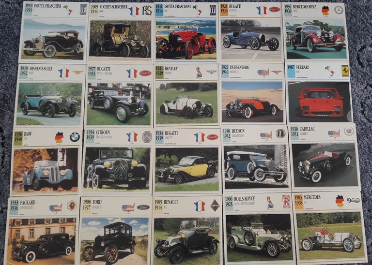 Cards Classic Cars 20 x Vintage 1991 Edito-Service Collection – post or collect