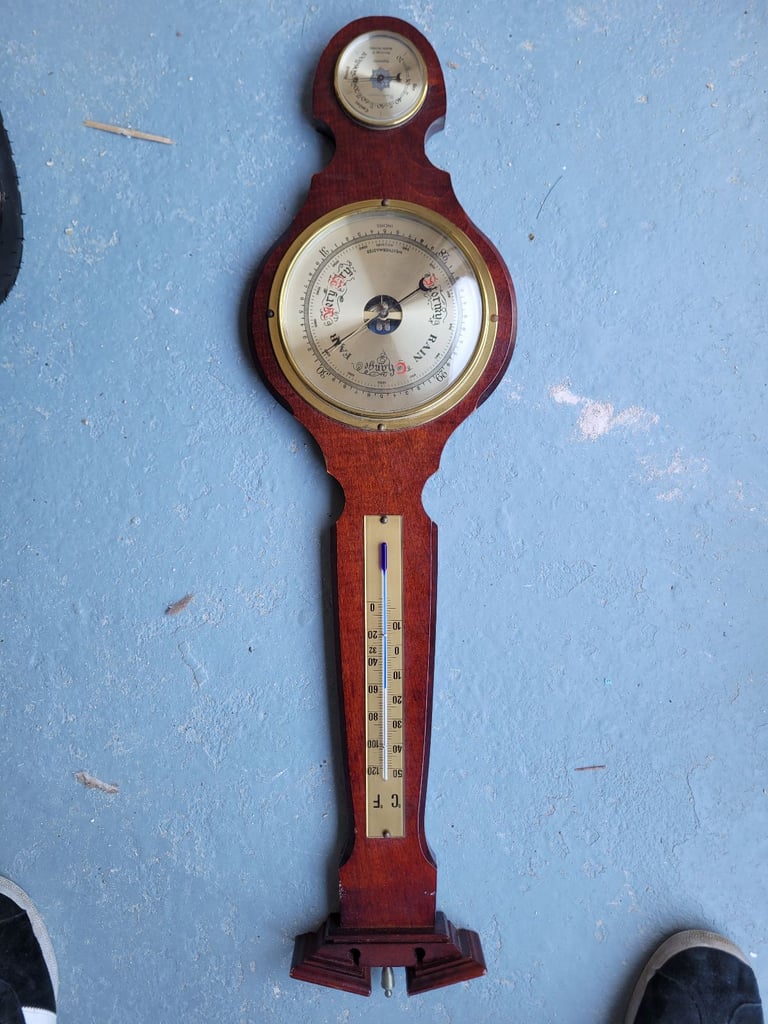 Large Vintage Banjo Weathermaster barometer, thermometer and hygrometer. 