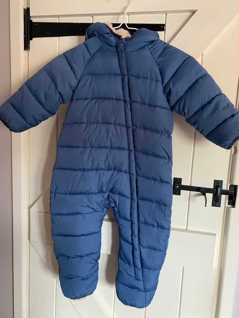image for Lily & Dan Blue Quilted and Fur Lined Snowsuit size 12-18 months hardly worn