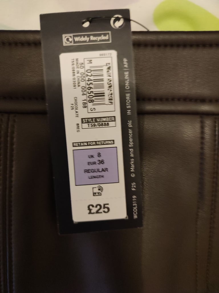 NEW M&S FAUX LEATHER SKIRT SIZE 8 REGULAR 