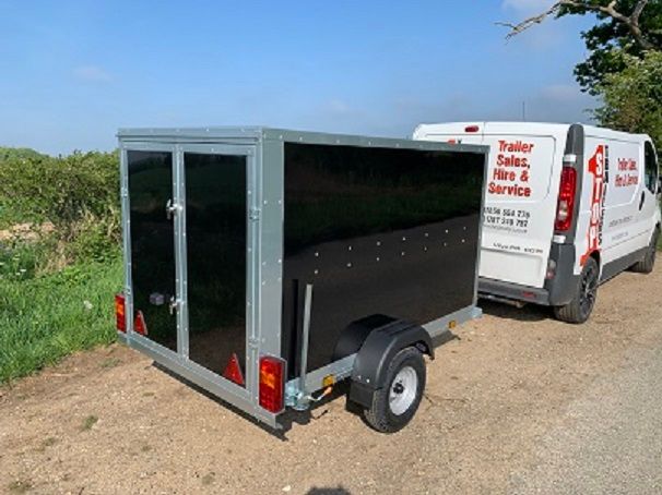 Box Trailer 7' x 4' x 4' in Black or White with Lockable Doors 750kgs - Tickners Eco