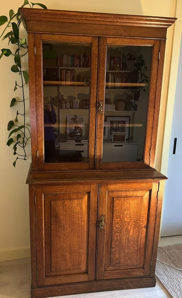 Oak display cabinet - restored