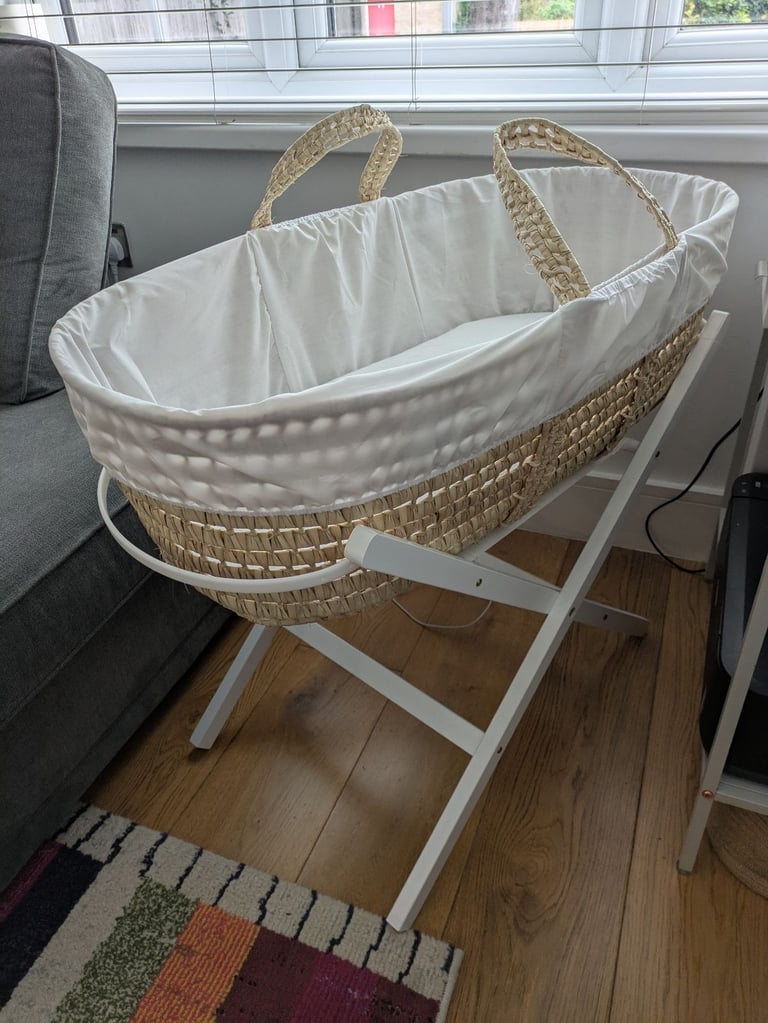 image for Moses basket & stand (plus mattress and sheets)