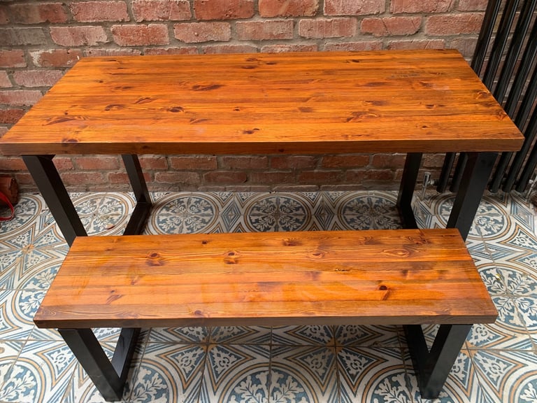 image for Solid wood table and bench