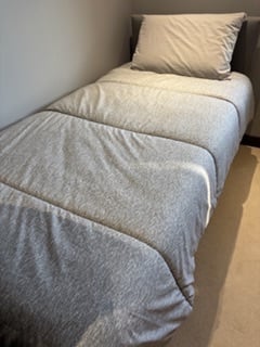 Single two drawer divan bed, mattress and headboard