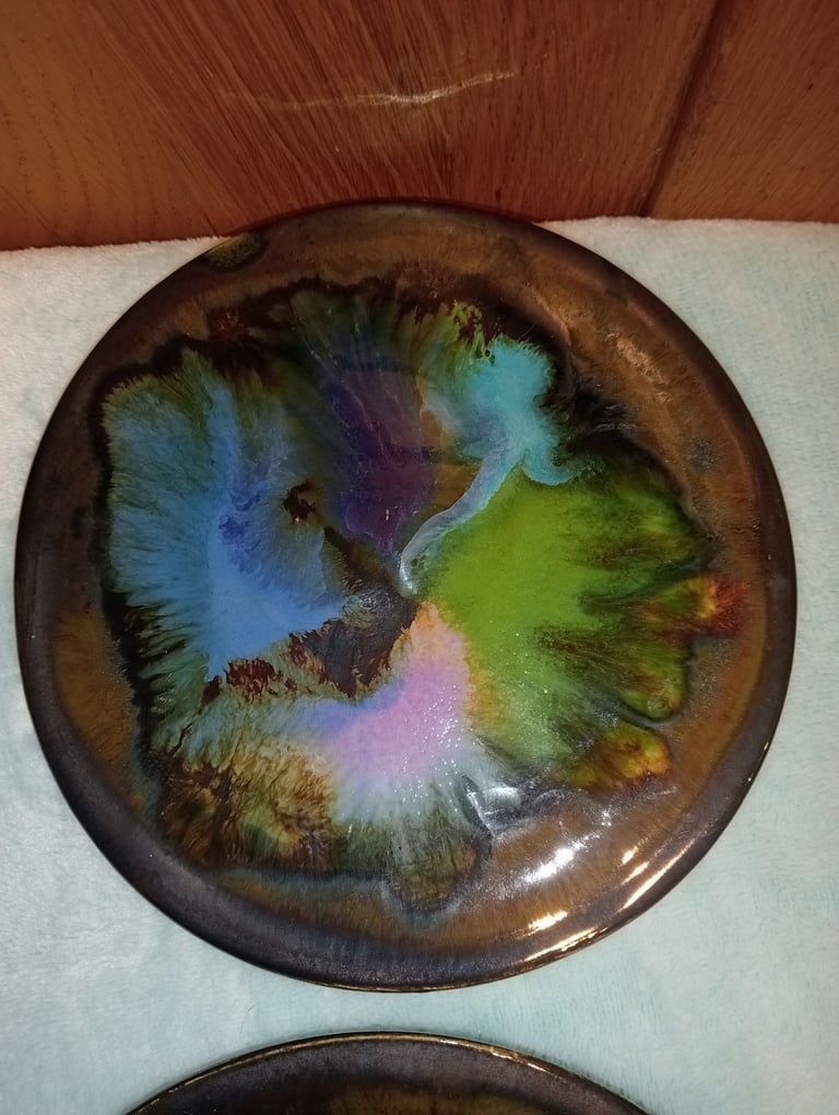 1960s / 1970s Newlyn pottery Eric Leaper Splash Plates 