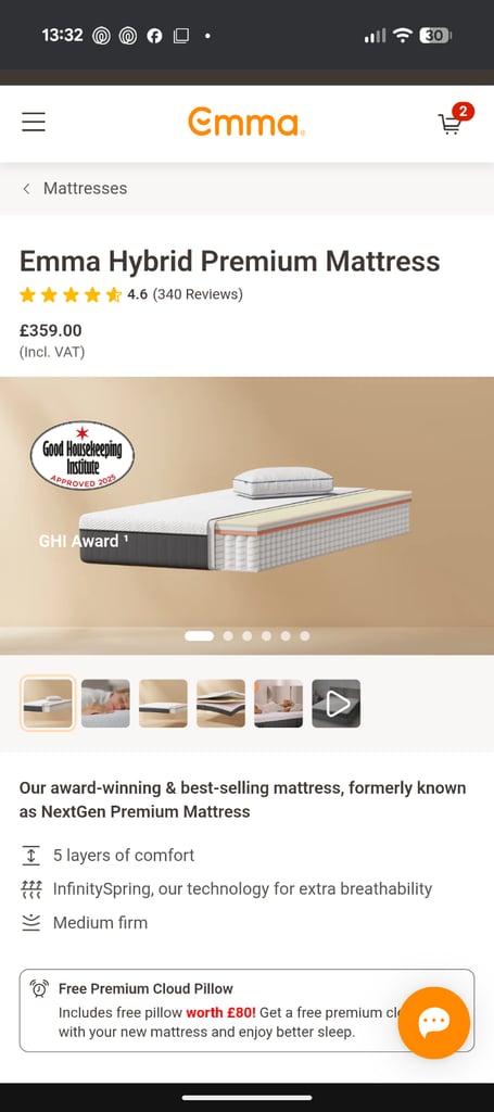 image for Emma hybrid premium mattress 