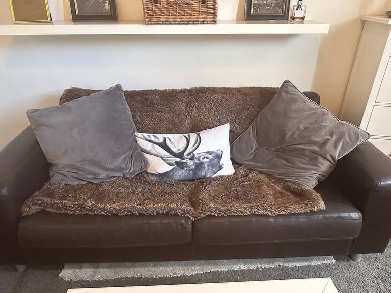 2 x Brown leather sofas (2 seater) FOR SALE 