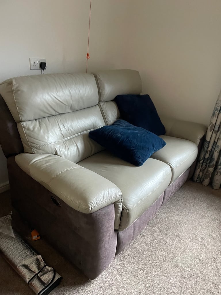 DFS Electric Reclining Sofa and Armchair Suite with Footstool (Immaculate)