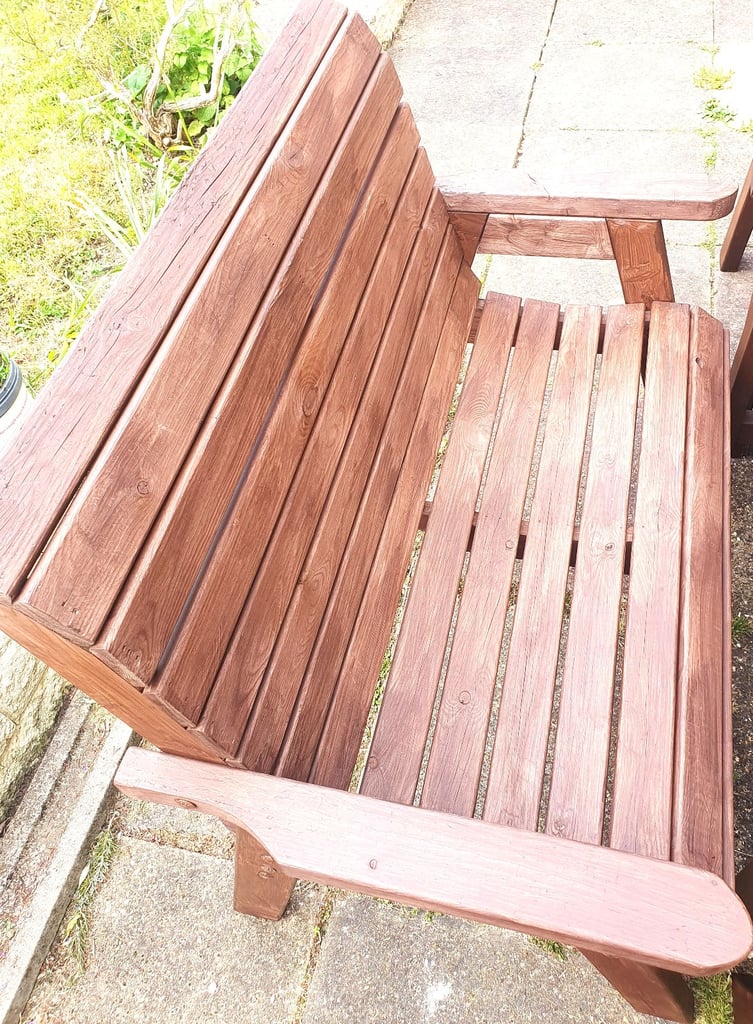 image for Large brown solid wooden garden bench Clearance