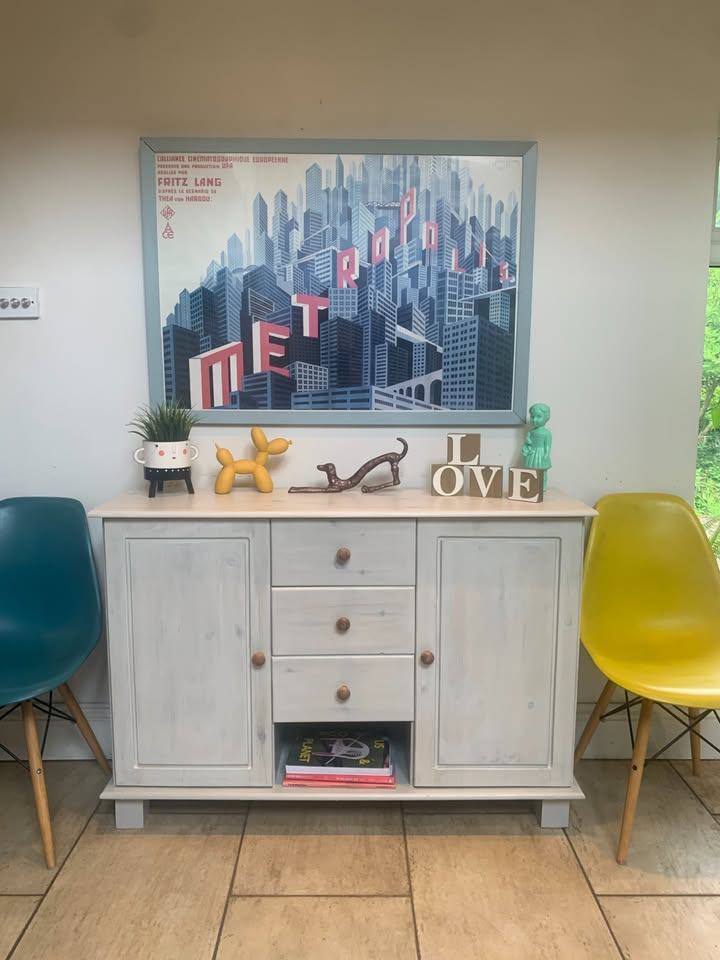 Scandanavian Style Pine UPcycled Paint Wash Finish Console Drawers sideboard Storage Unit