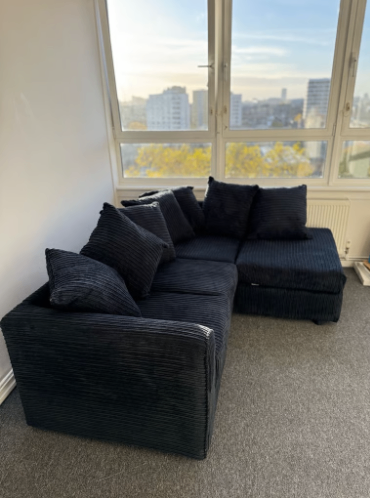 Brand New Dylan L Shape corner Sofa Set in Black Colour - SAME/NEXT DAY DELIVERY