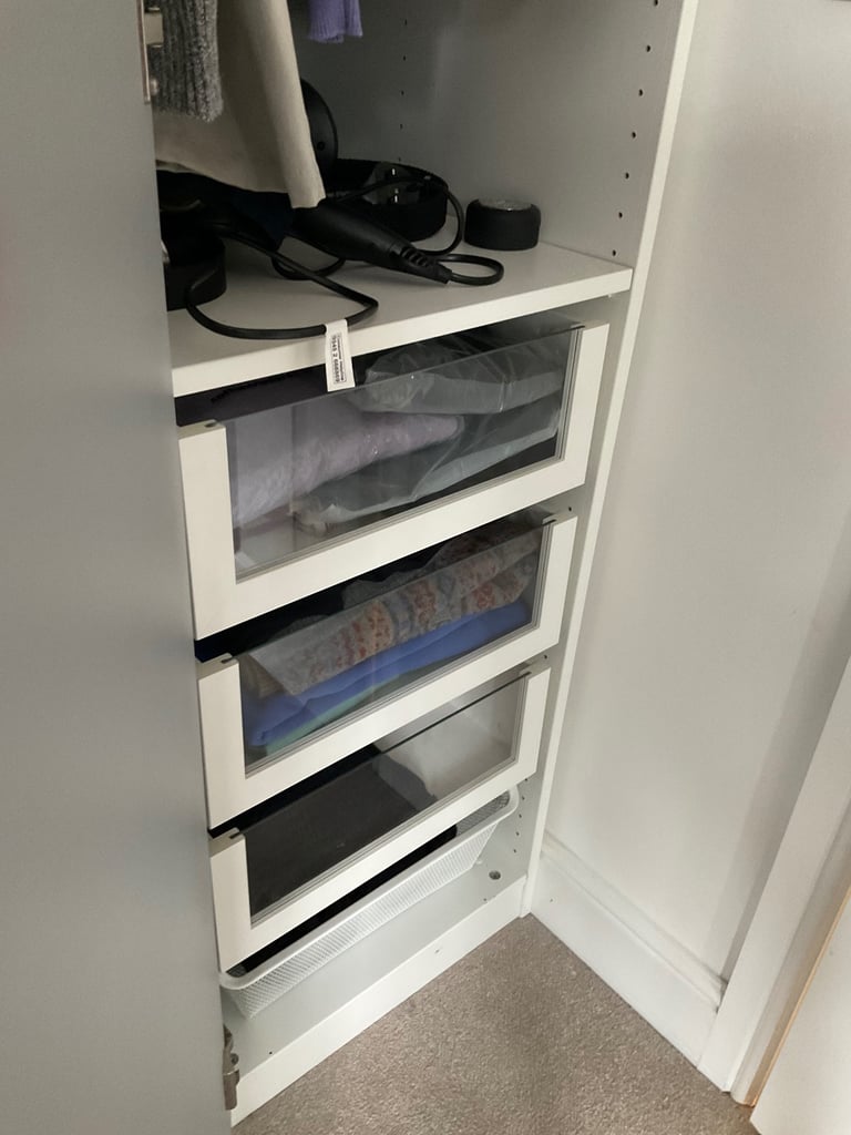 2 IKEA single wardrobes with mirrored doors