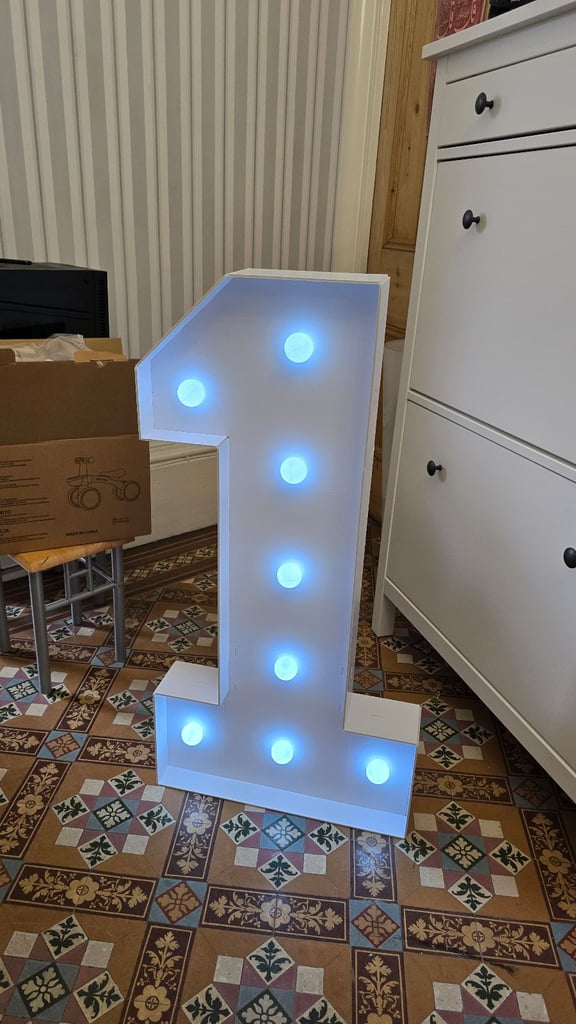 image for 3FT Number 1 light up sign, birthday party