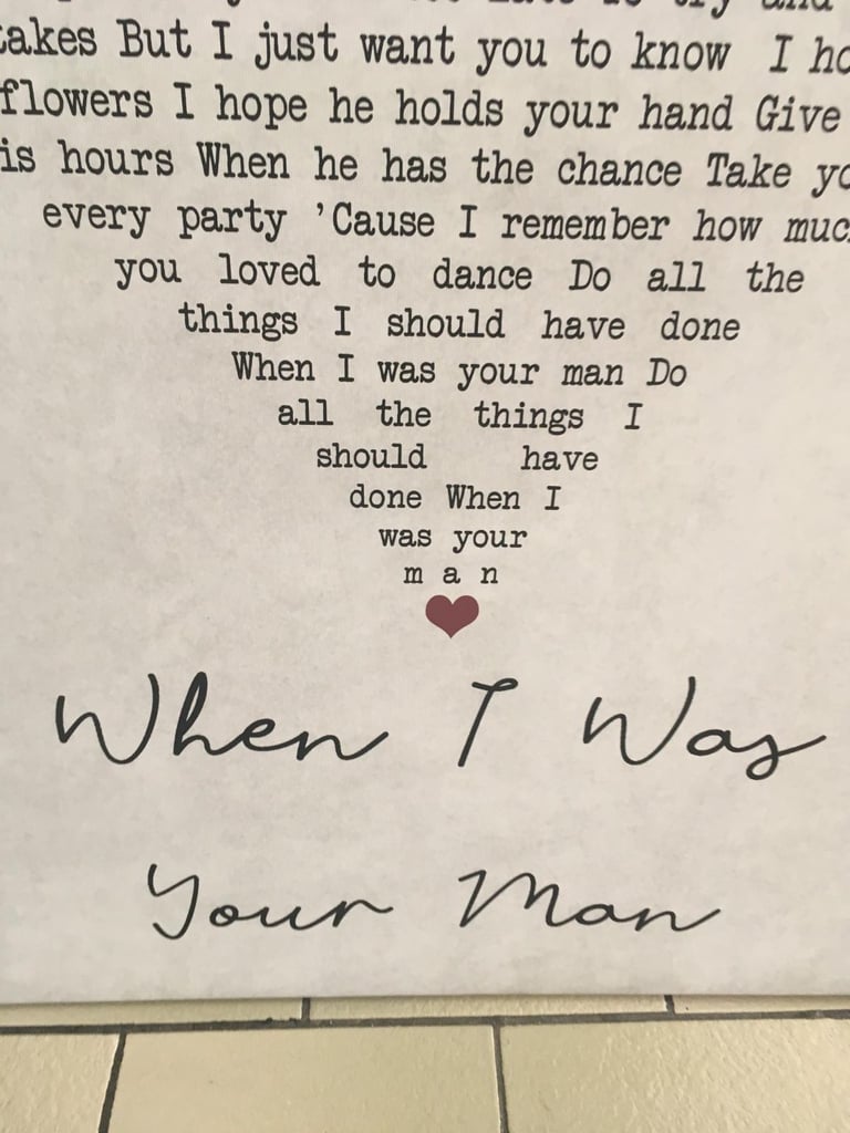 Bruno Mars song lyrics canvas - size 60cm x 90cm