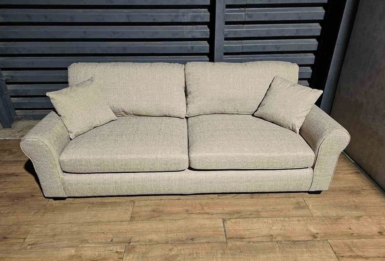 Hardly Used Fabric 4 Seater Sofa- Stone.