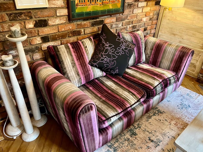 image for Gothic-Style Purple Green 3 Seater + 2 Seater Sofa Set