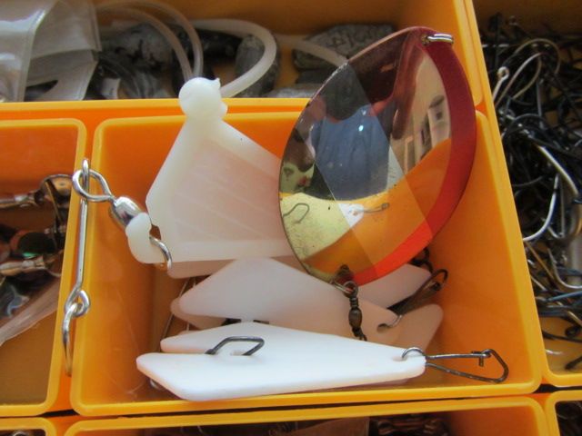 Large Assortment of sea fishing tackle in organiser box