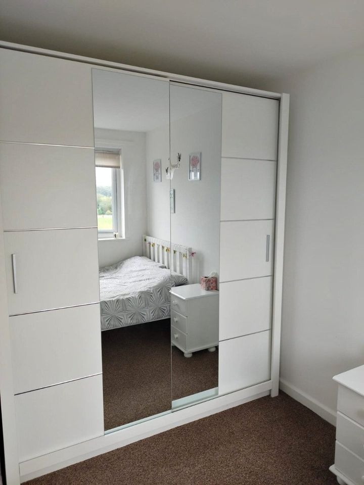 Brand New 2 or 3 Doors Sliding Wardrobe with Full Mirrors in Matte Finish Fast Delivery